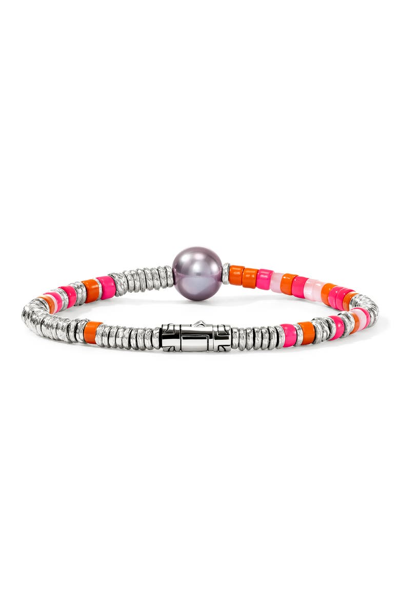 Heishi Bracelet, Sterling Silver, Hardstones, Pearl, Alternate, color, SILVER/ PINK
