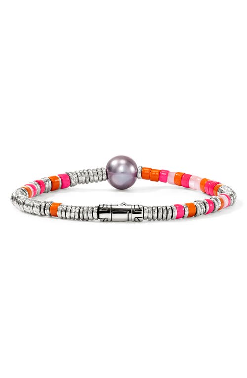 Shop John Hardy Heishi Freshwater Pearl & Bead Silver Bracelet In Silver/pink