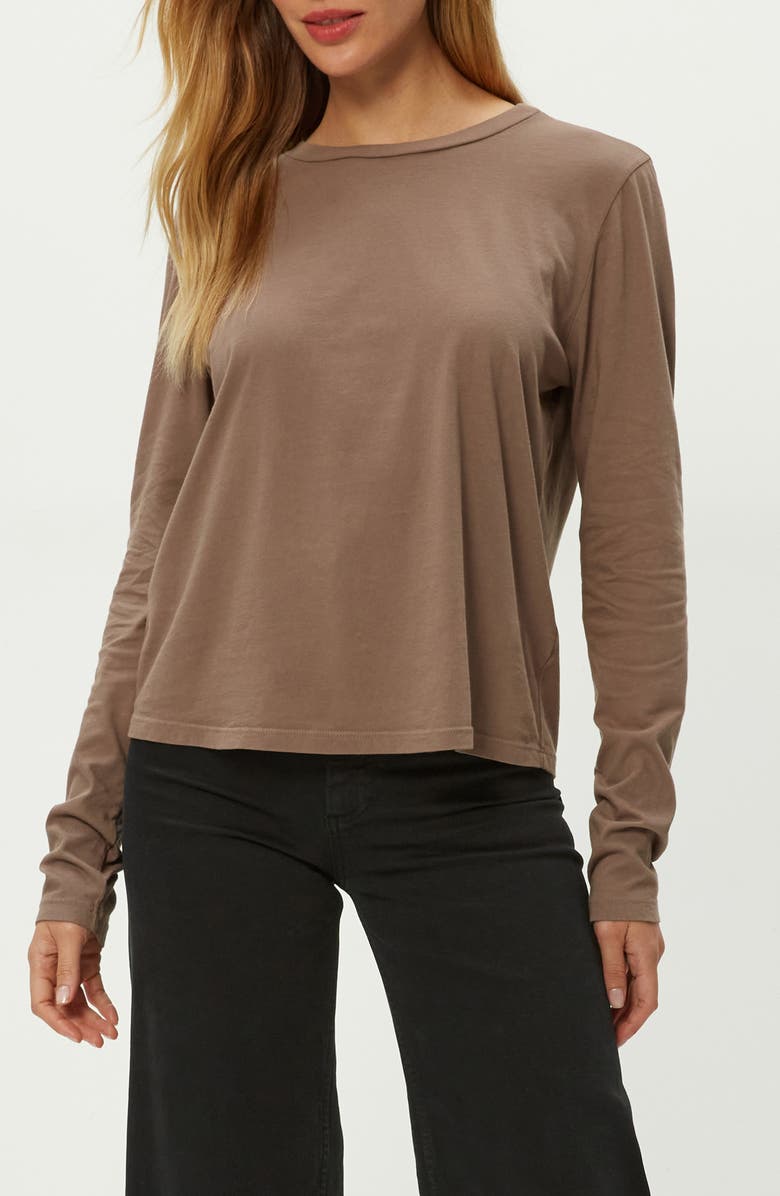 Michael Stars Clarissa Long Sleeve Cotton T-Shirt, Alternate, color, Cobblestone