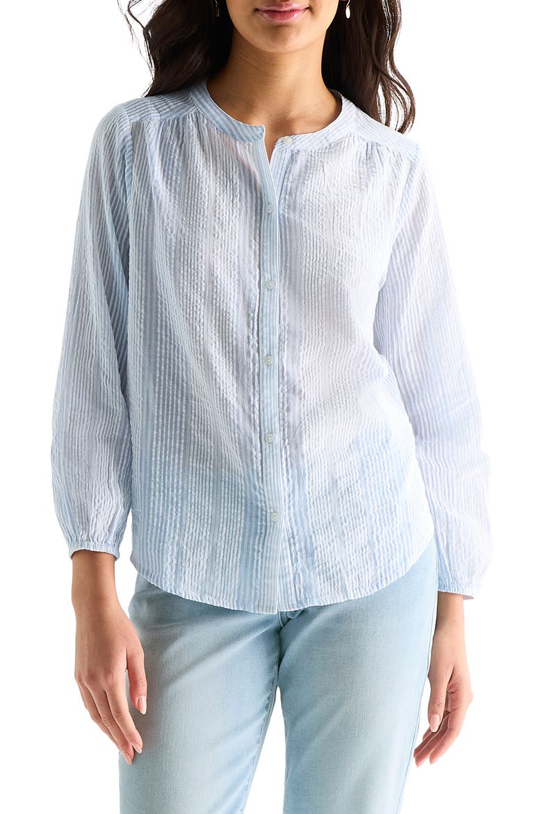 Stripe Long Sleeve Seersucker Button-Up Shirt, Main, color, BLUE MULTI STRIPE