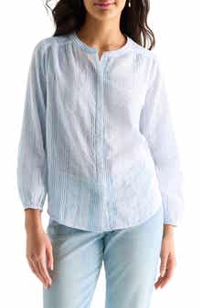 Lucky Brand Stripe Long Sleeve Seersucker Button-Up Shirt