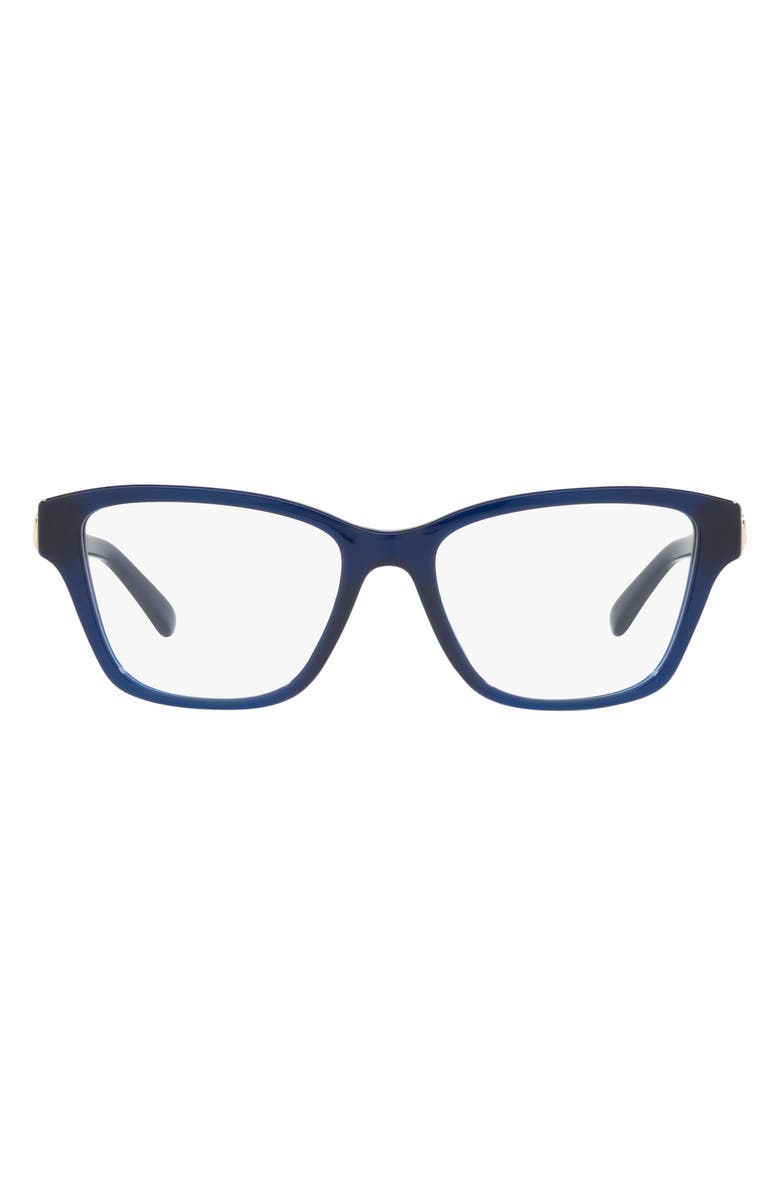 Tory Burch 53mm Rectangular Optical Glasses, Main, color, Navy