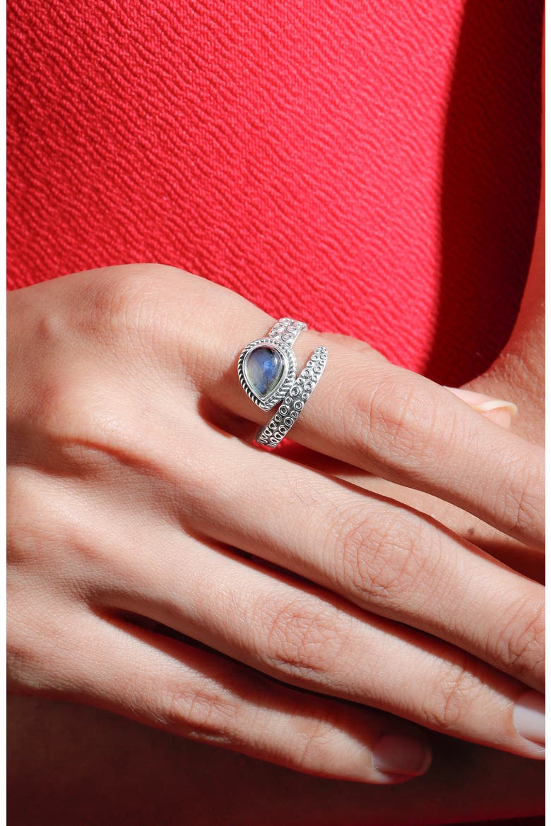Labradorite Teardrop Bypass Ring, Alternate, color, BLUE