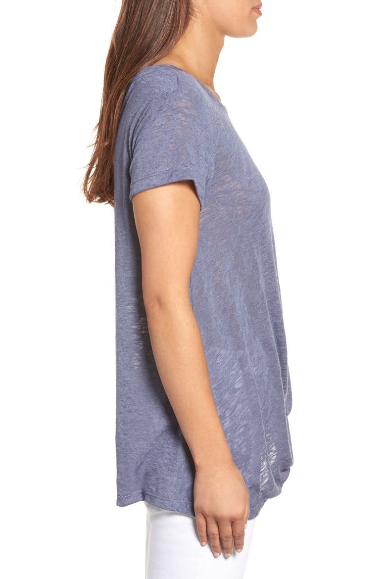 Jessica Twist Hem Slub Tee, Alternate, color, GREY