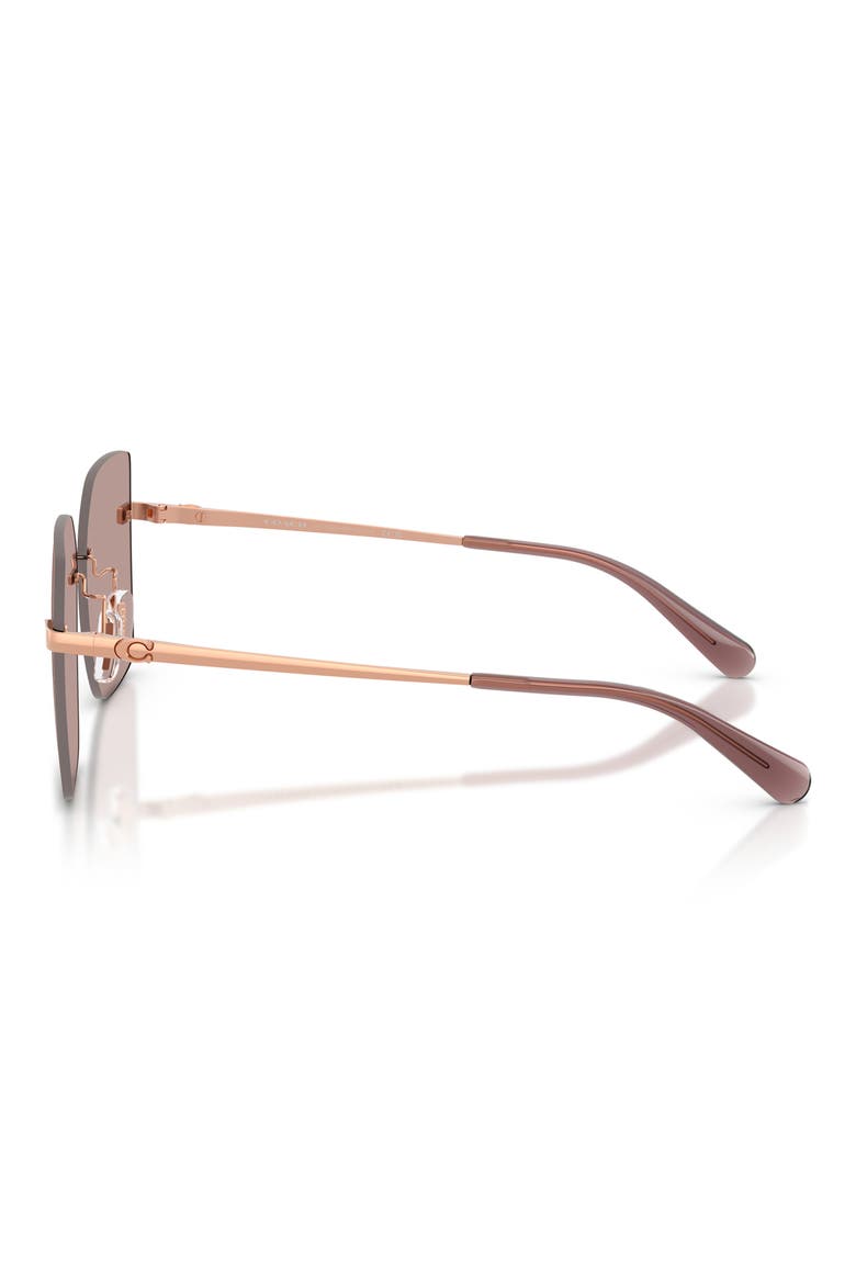 57mm Square Sunglasses, Alternate, color, SHINY ROSE GOLD / PURPLE SOLID