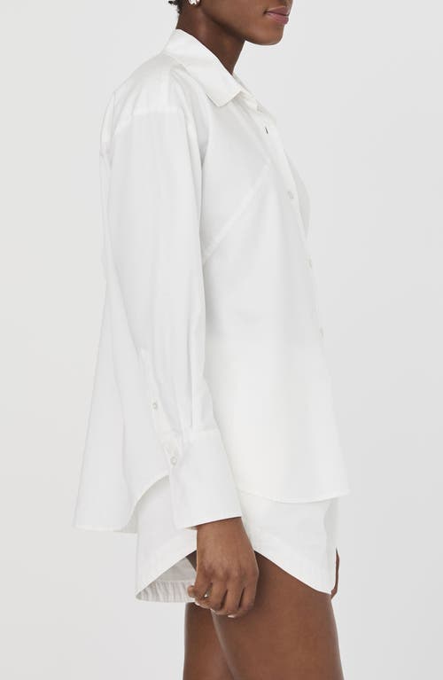 FRENCH CONNECTION FRENCH CONNECTION ALEXIS OVERSIZE CROSSOVER COTTON BUTTON-UP SHIRT