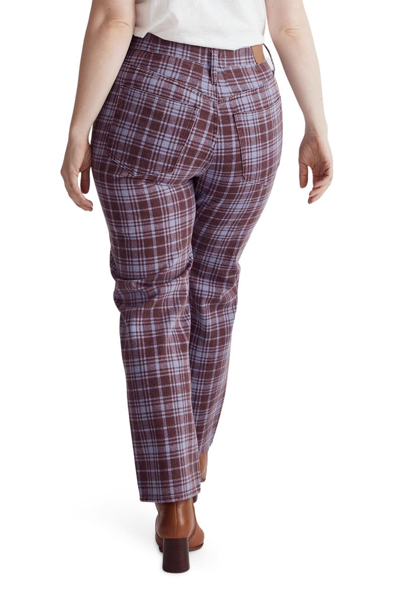 The Perfect Vintage Plaid High Waist Straight Leg Jeans, Alternate, color, CABERNET
