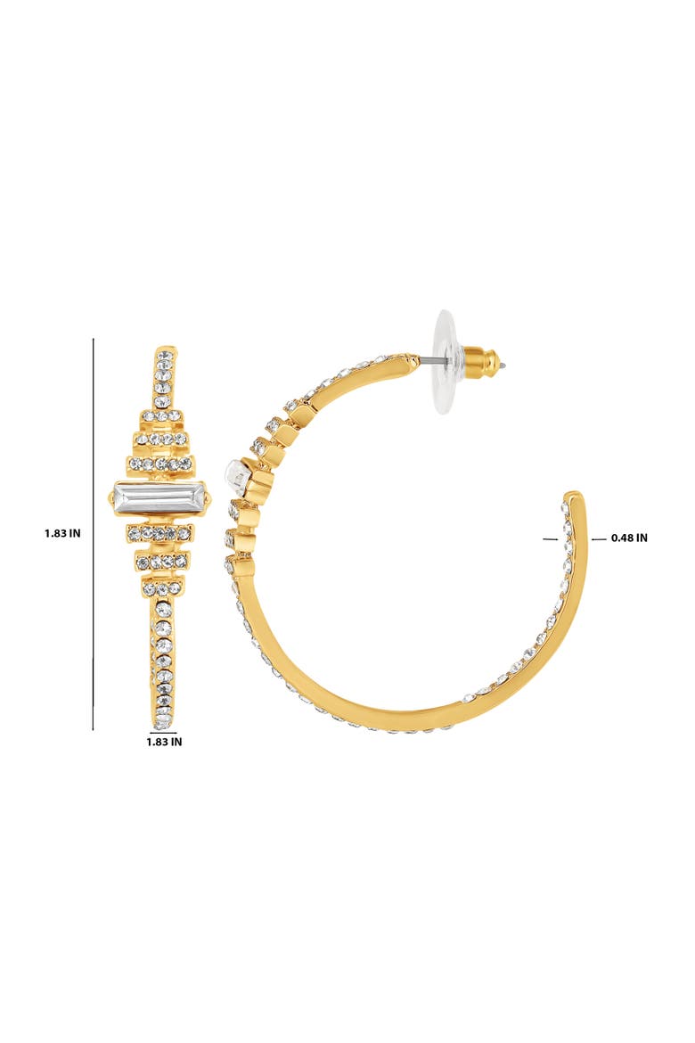 BCBGeneration Crystal Baguette Hoop Earrings, Alternate, color, Gold