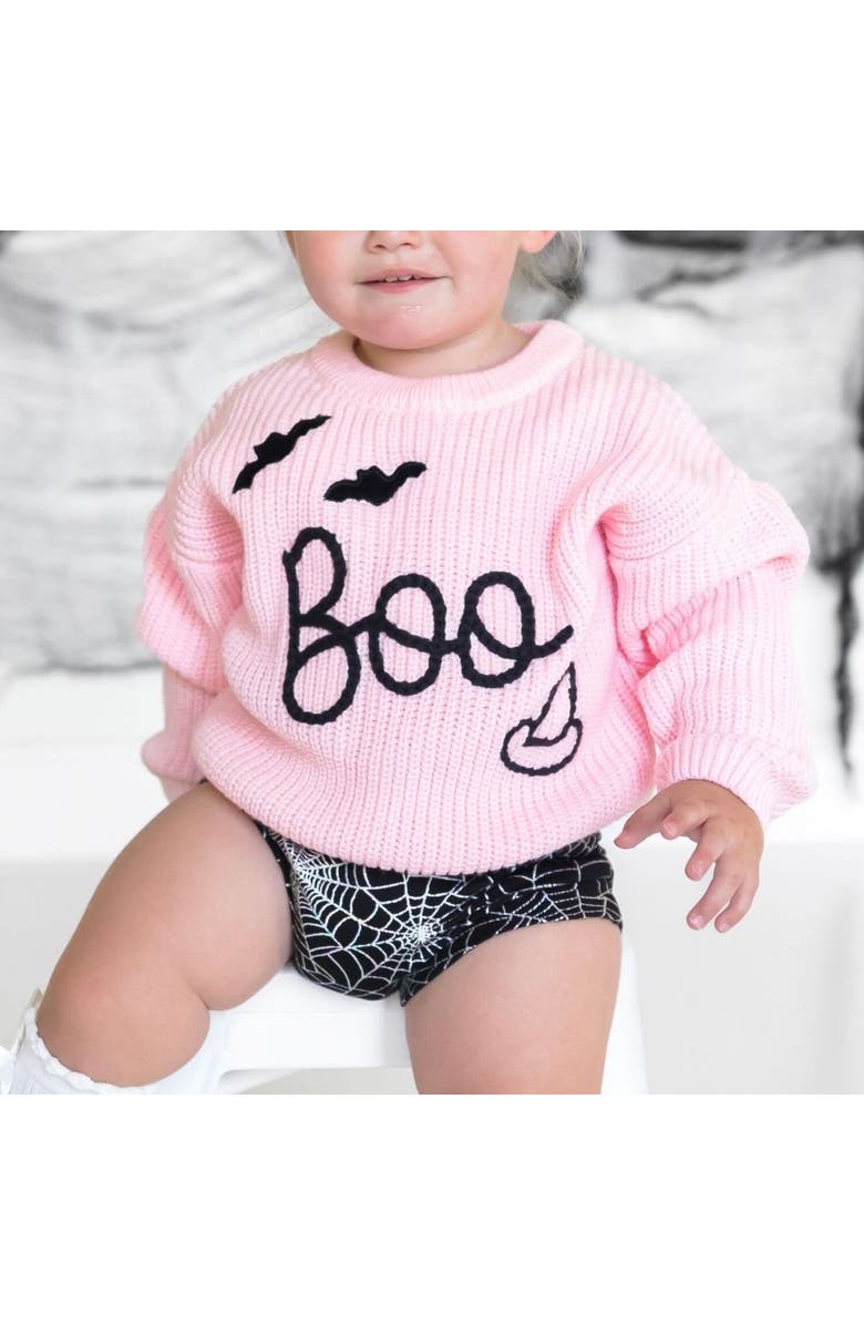 Sweet Wink Boo Bat Halloween Knit Sweater, Alternate, color, 