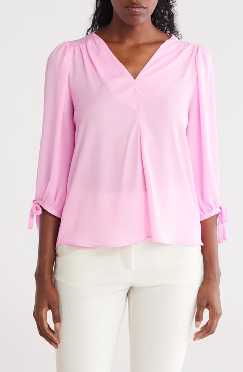 V-Neck Tie Sleeve Top