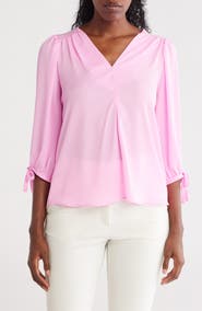 Renee C V-Neck Tie Sleeve Top