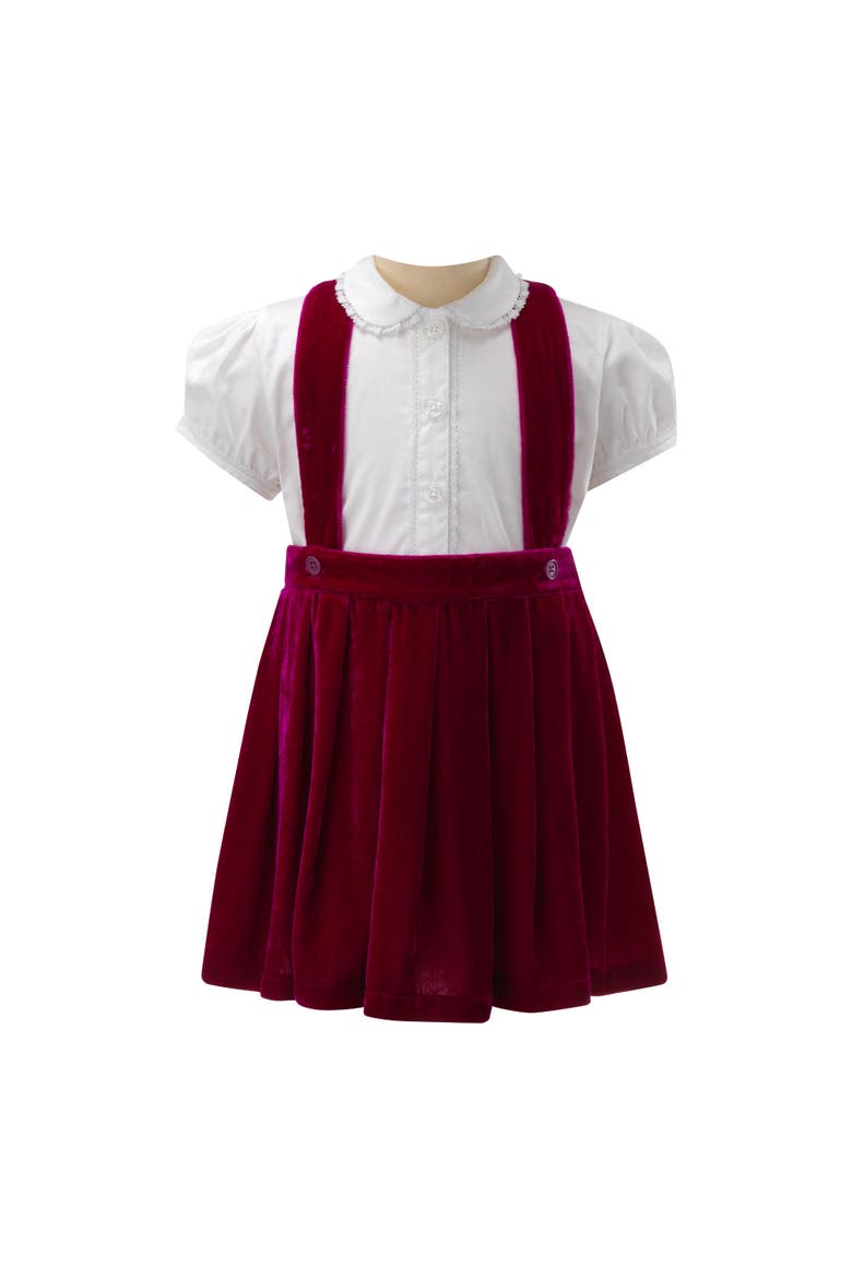 Eloise Pink Silk Velvet Pinafore Set, Main, color, Pink