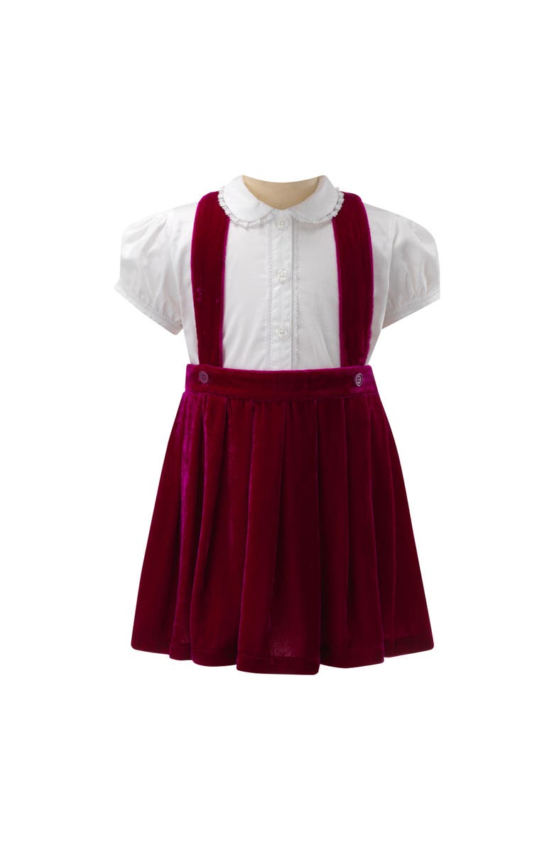 Rachel Riley Eloise Pink Silk Velvet Pinafore Set, Main, color, Pink