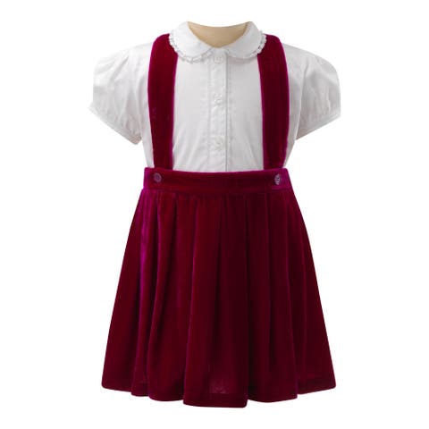 Eloise Pink Silk Velvet Pinafore Set