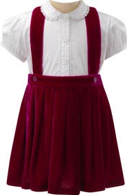Rachel Riley Eloise Pink Silk Velvet Pinafore Set