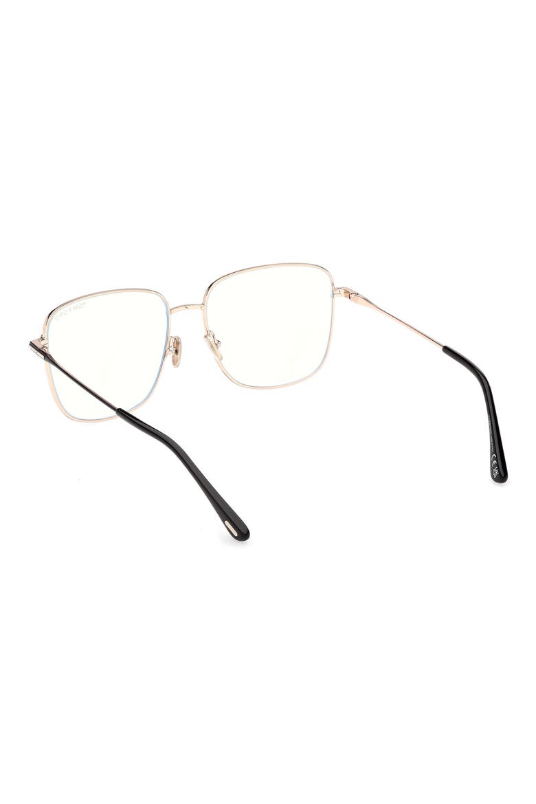56mm Square Optical Glasses, Alternate, color, SHINY BLACK ENAMEL / ROSE GOLD
