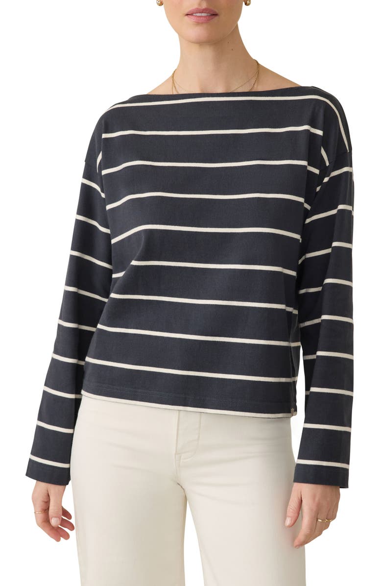 Faherty Stripe Organic Cotton Boatneck Top, Main, color, 