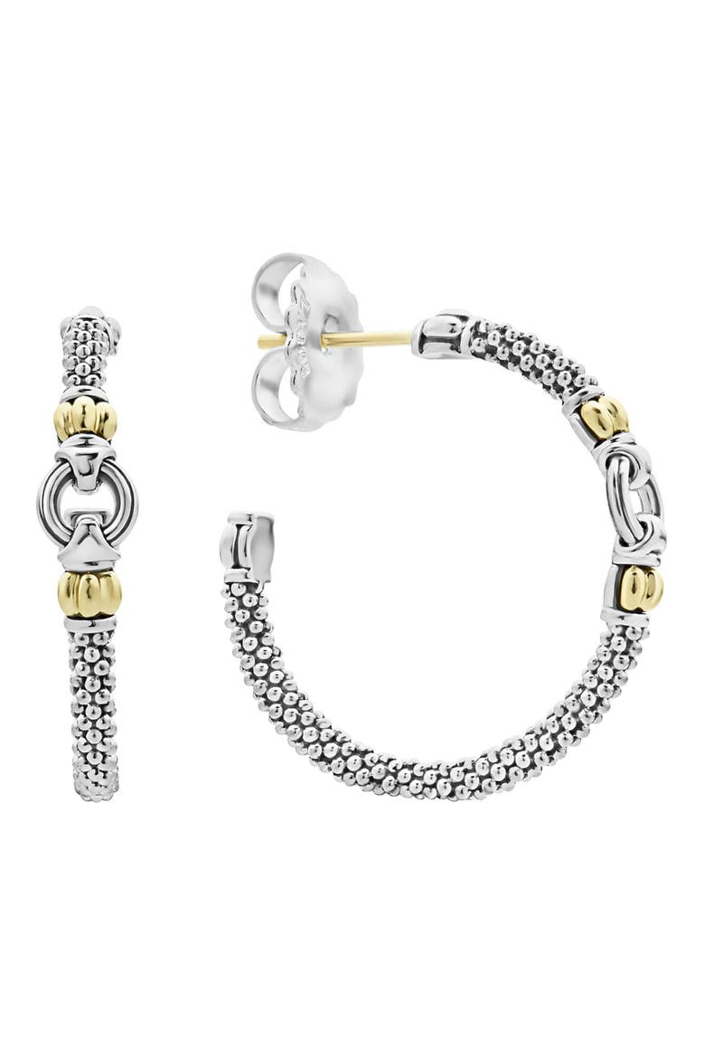 Caviar Link Hoop Earrings, Main, color, SILVER