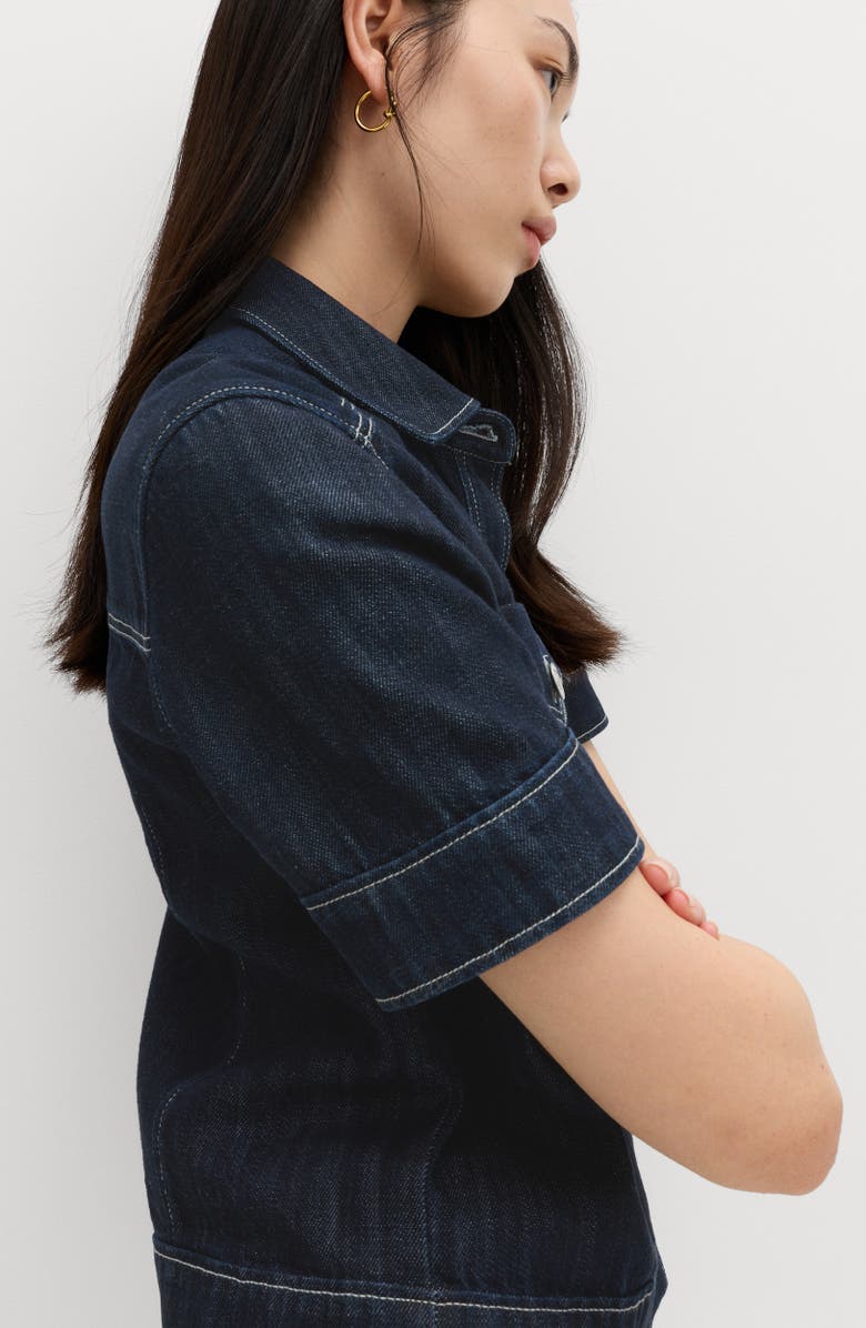 M&S Denim Short Sleeve Shirt, Alternate, color, Denim Blue