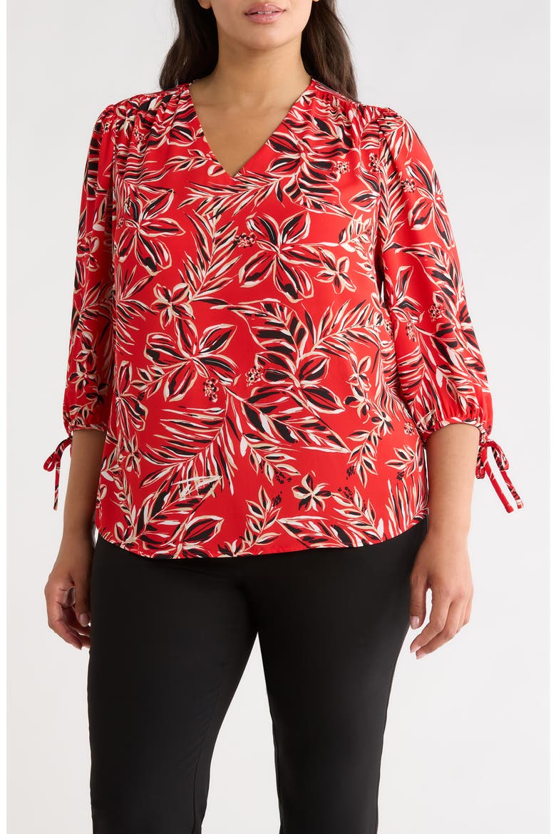Floral Print Woven Shirt, Main, color, BEGONIA RED MLT