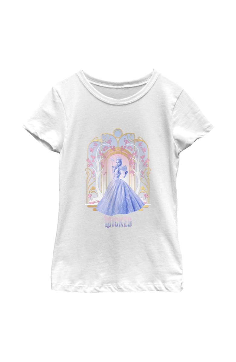 Wicked: For Good Girl's Wicked For Good Glinda Flowers and Trees Graphic T-Shirt, Main, color, White