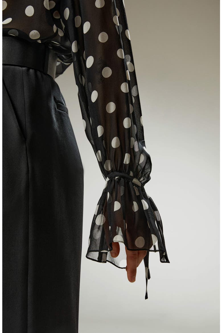 Women's Polka Dots Silk Georgette Blouse, Alternate, color, White dots in black