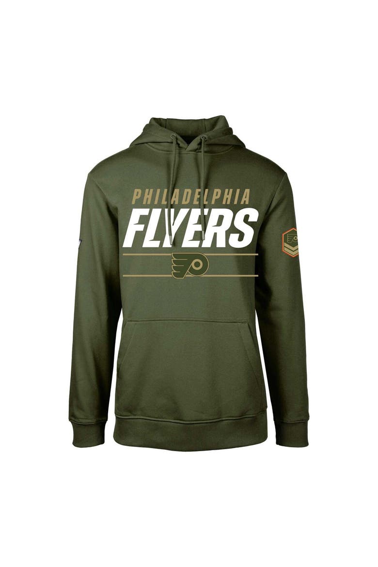 Men's Levelwear Olive Philadelphia Flyers Delta Podium Fleece Pullover Hoodie, Main, color, Olive