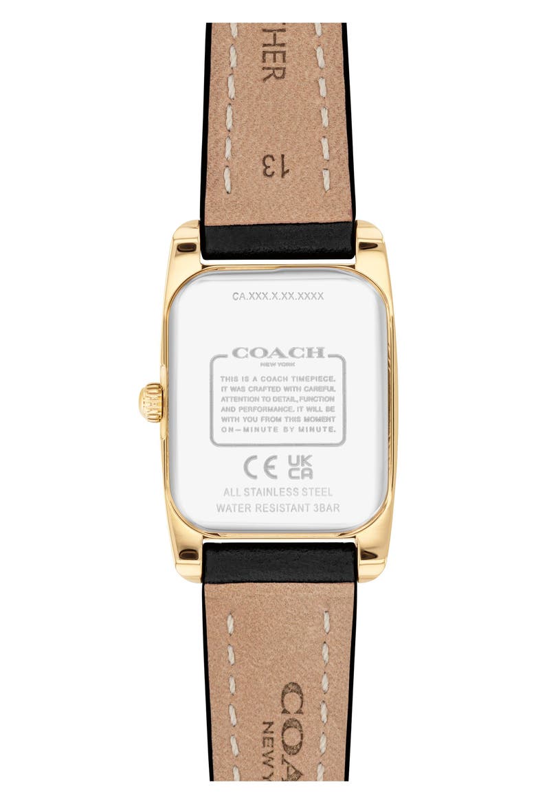 Saddle Rectangular Leather Strap Watch, 20mm x 30mm, Alternate, color, SILVER WHITE