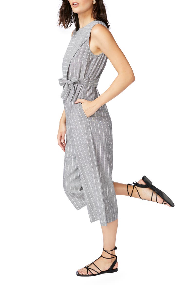 Pinstripe Crop Jumpsuit, Alternate, color, RICH BLACK
