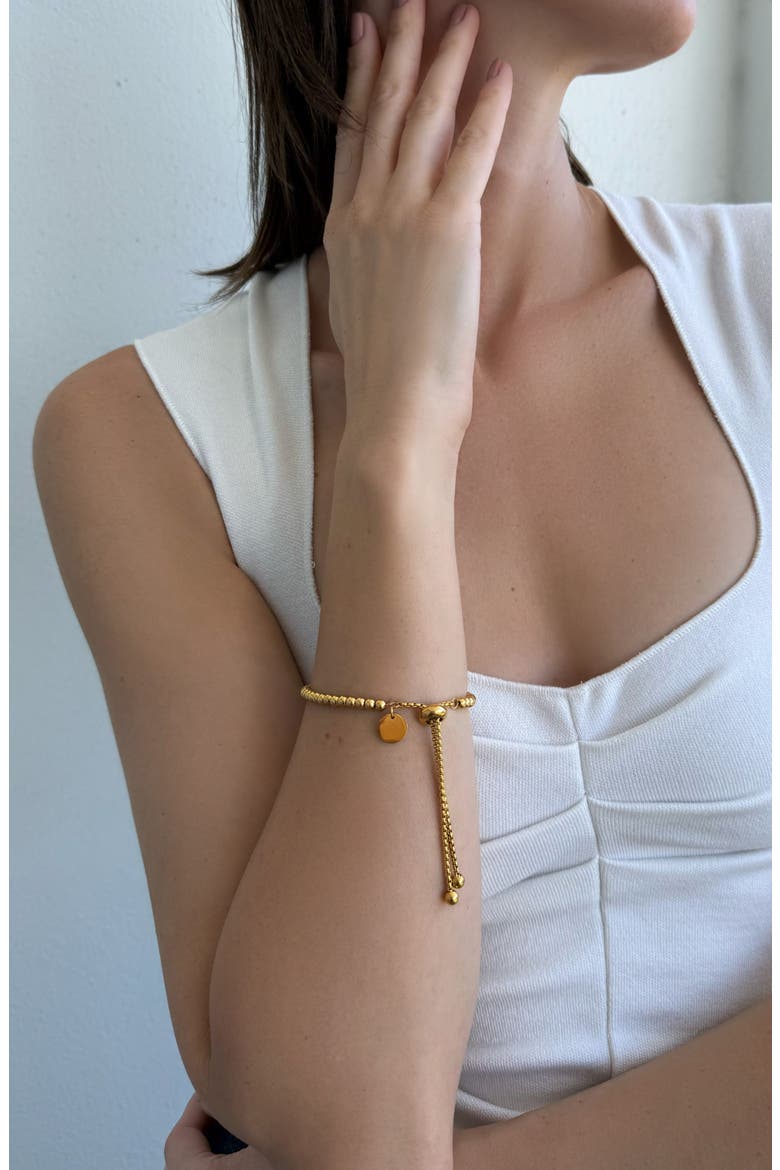 18K Gold Plated Beaded Slider Bracelet, Alternate, color, GOLD