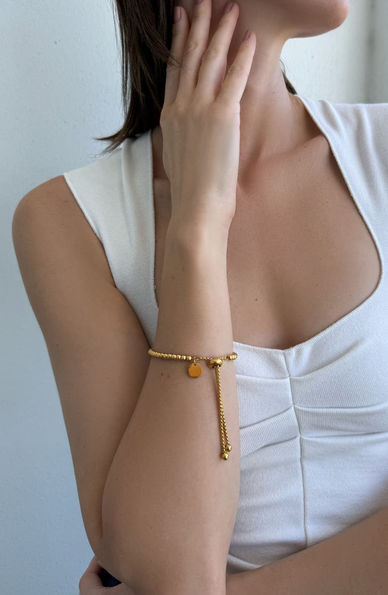 Adornia 18K Gold Plated Beaded Slider Bracelet, Alternate, color, Gold