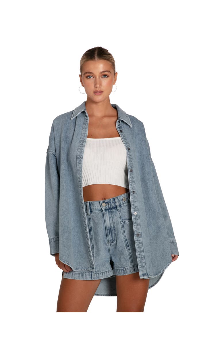 Belle & Bloom Into Him Oversized Denim Shirt, Main, color, Stonewash