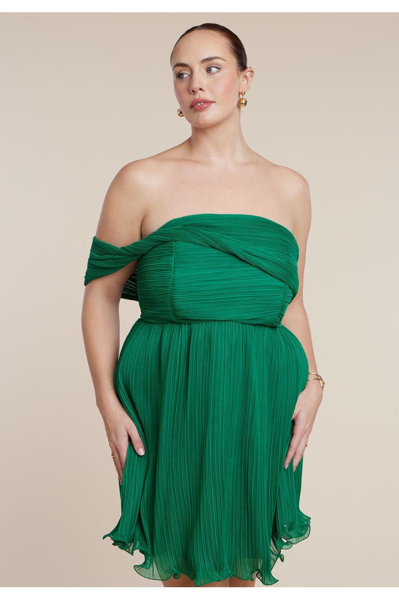 Strapless Mini Dress With Overlay, Alternate, color, GREEN TAMBOURINE