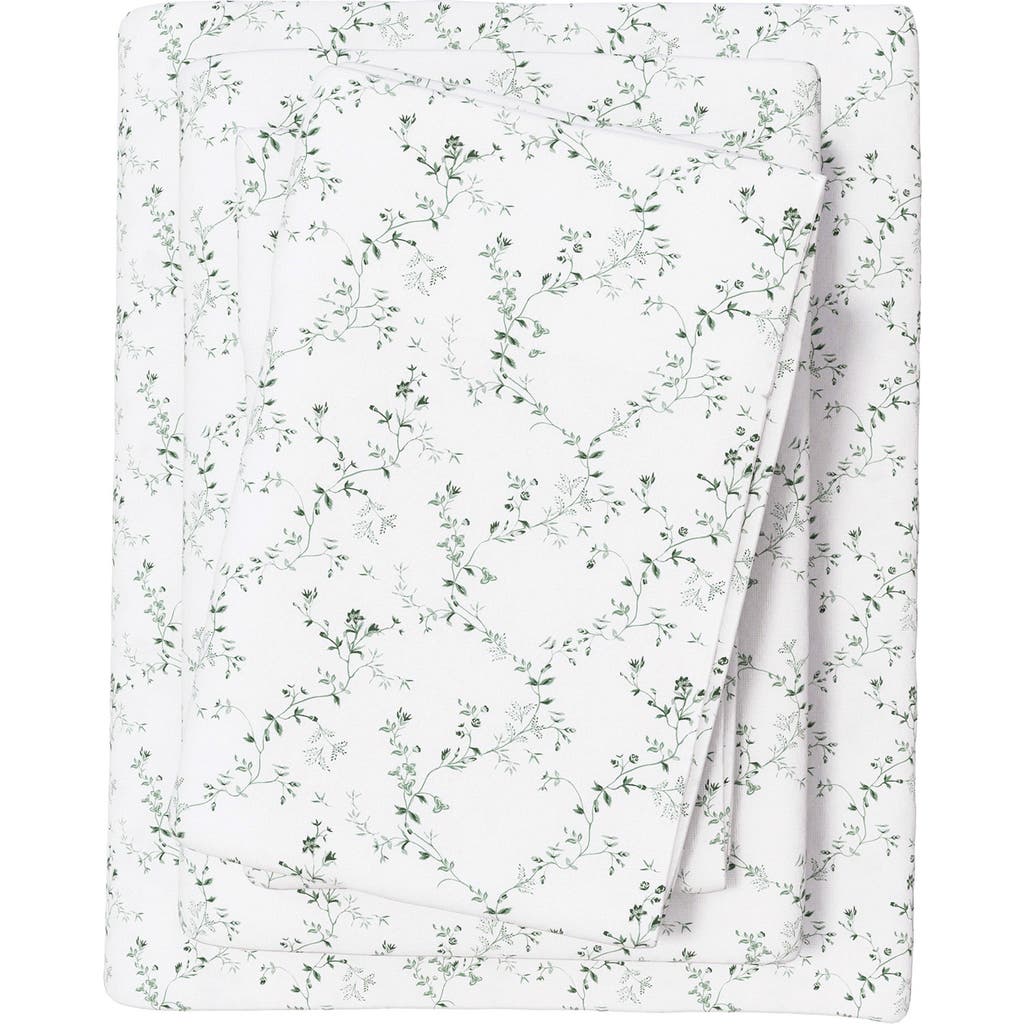 Woven & Weft Winter Floral 4-piece Flannel Bed Sheet Set In White