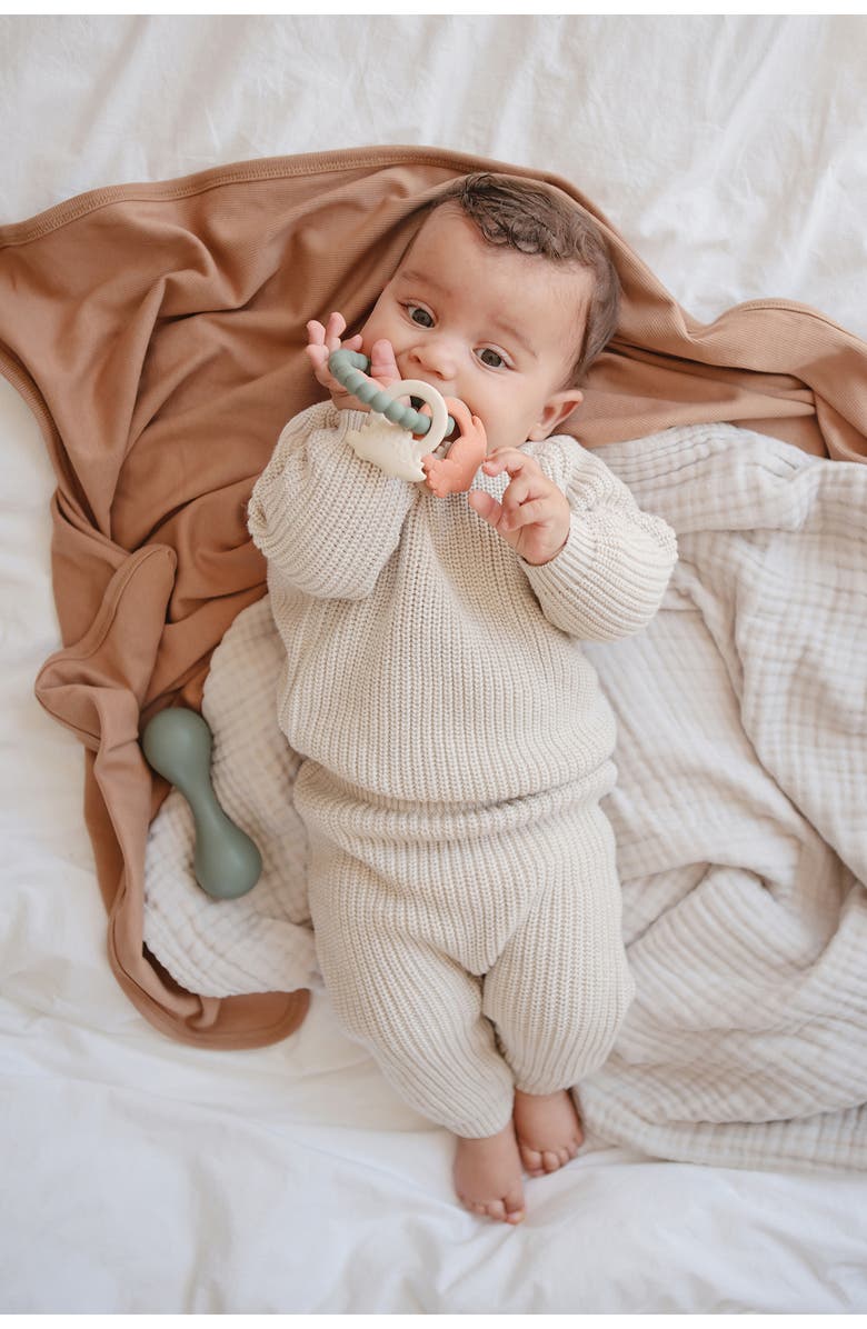 Mushie Dino Silicone Teething Ring Toy, Alternate, color, Multi