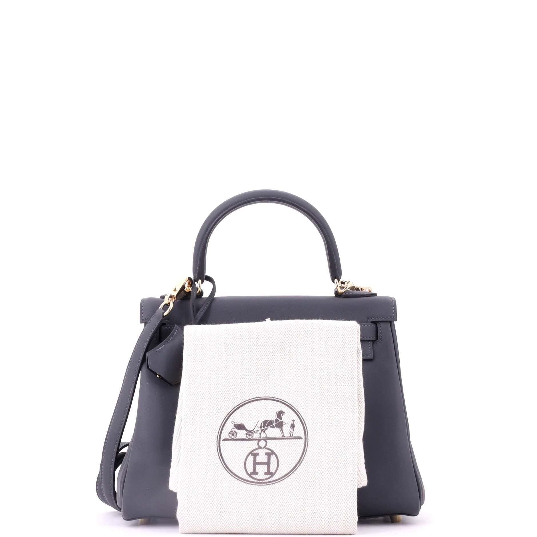 Pre-Owned Hermes Kelly Handbag Verso Swift with Permabrass Hardware 25, Alternate, color, Verso - Gris Misty/Noir