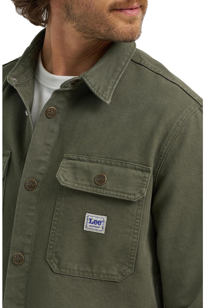 Cotton Canvas Snap-Up Shirt Jacket, Alternate, color, OAK MOSS