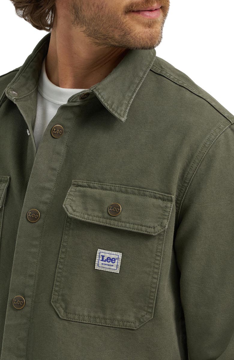 Lee Cotton Canvas Snap-Up Shirt Jacket, Alternate, color, Oak Moss