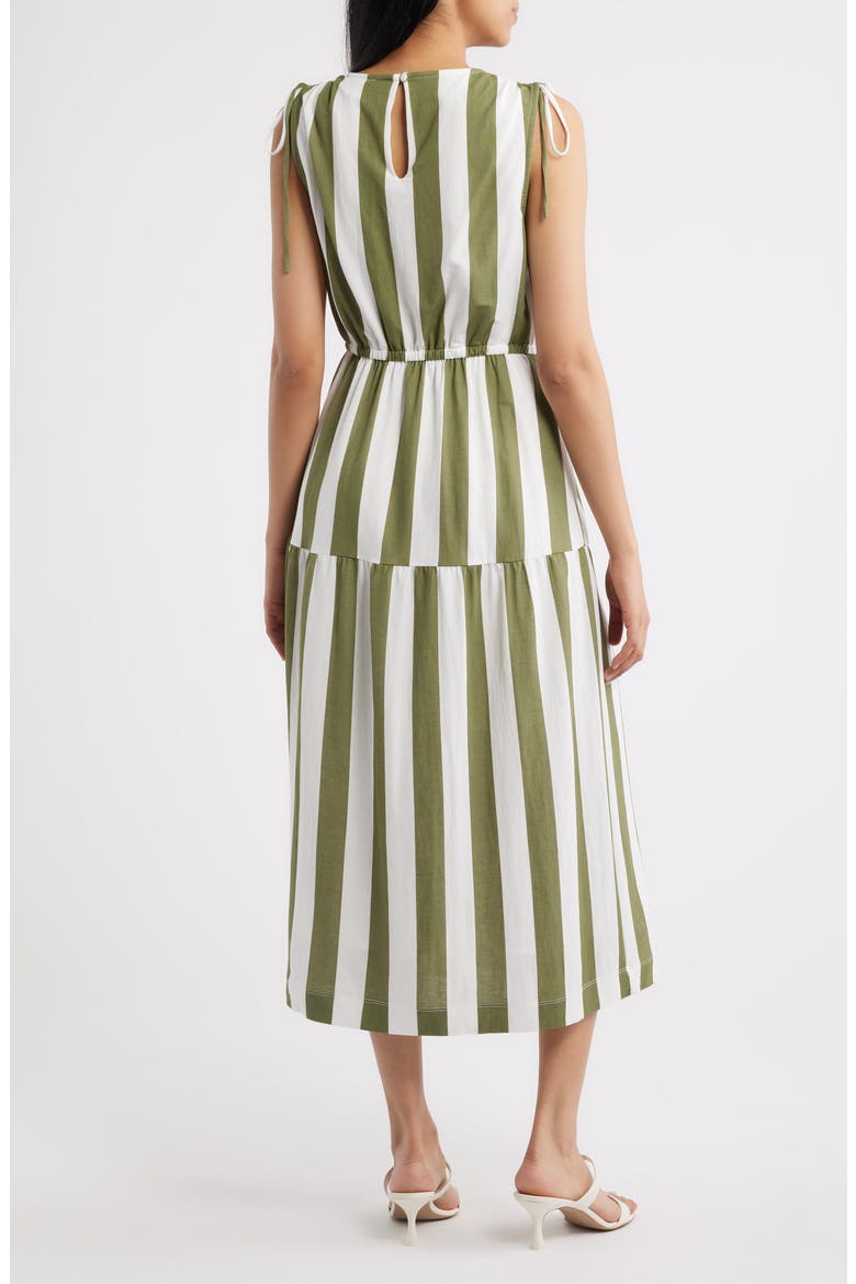 Stripe Sleeveless Midi Dress, Alternate, color, SPHAGNUM/ IVORY STRIPE