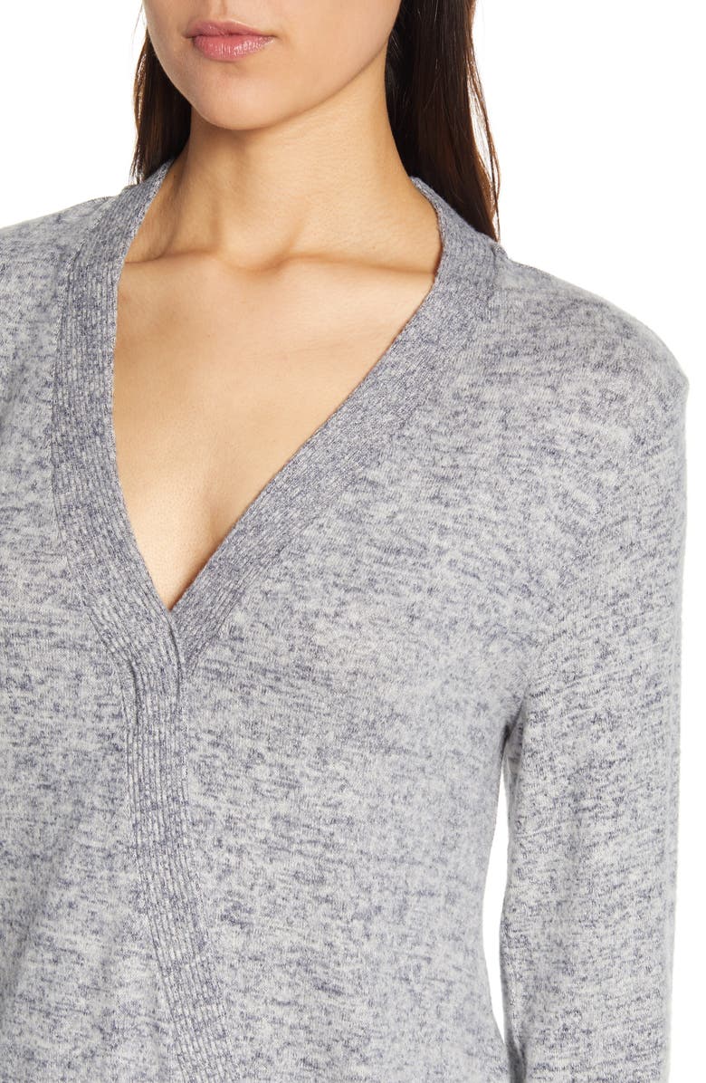 Bobeau Cozy Heathered V-Neck Sweater, Alternate, color, 