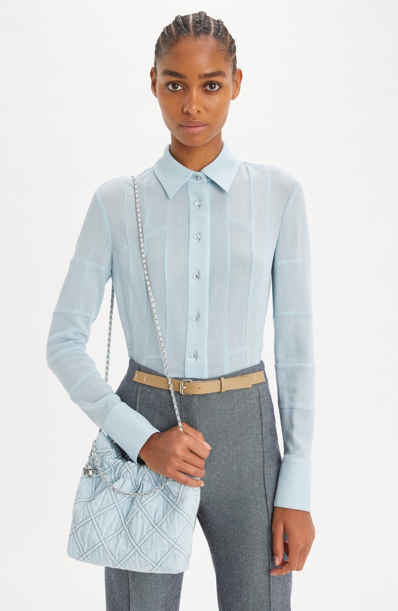 Tory Burch Fleming Quilted Denim Hobo Bag, Alternate, color,