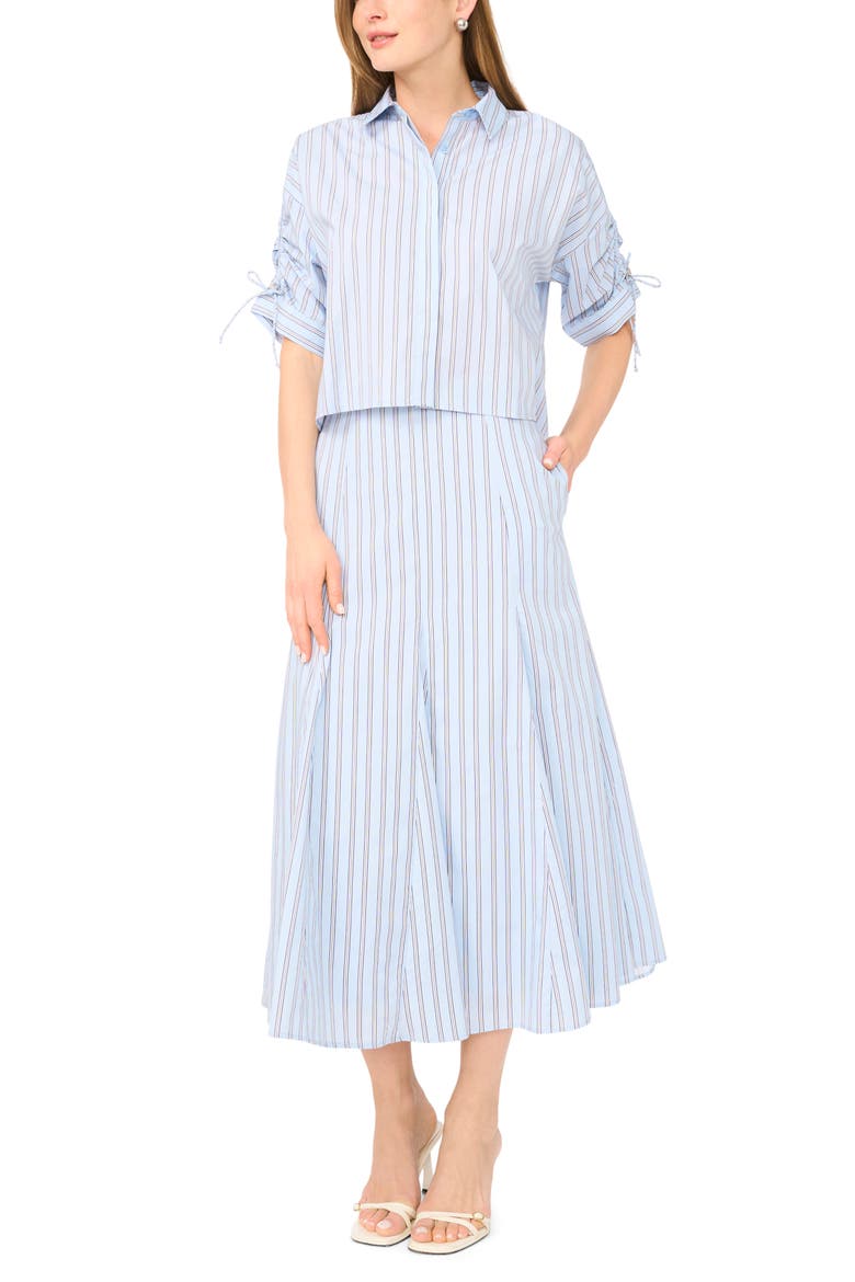 Godet Hem Poplin Midi Skirt, Alternate, color, XENON BLUE