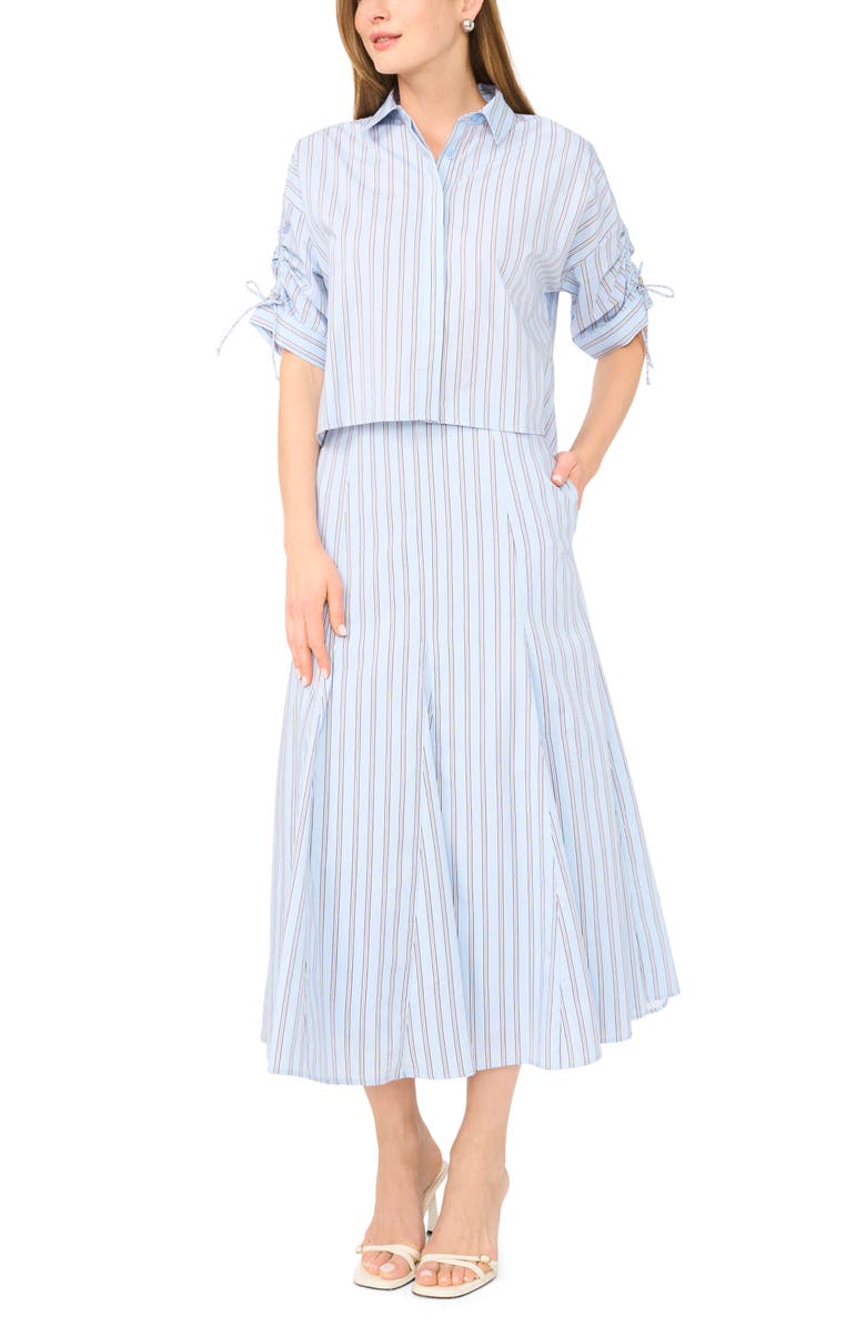 1.STATE Godet Hem Poplin Midi Skirt, Alternate, color, Xenon Blue