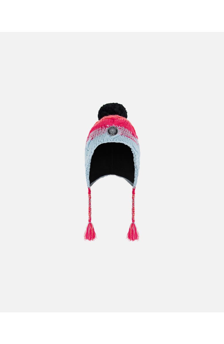 Deux par Deux Baby Girl's Peruvian Knit Hat Gradient Blue, Coral And Fuschia, Main, color, Stripes