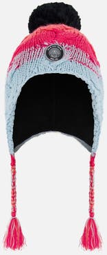 Deux par Deux Baby Girl's Peruvian Knit Hat Gradient Blue, Coral And Fuschia
