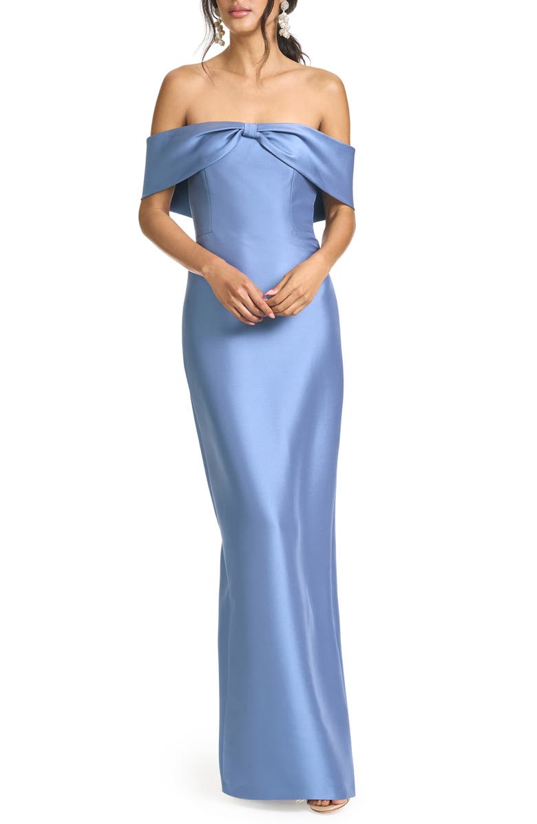 Sachin & Babi Michelle Off the Shoulder Mikado Gown, Main, color, Twilight
