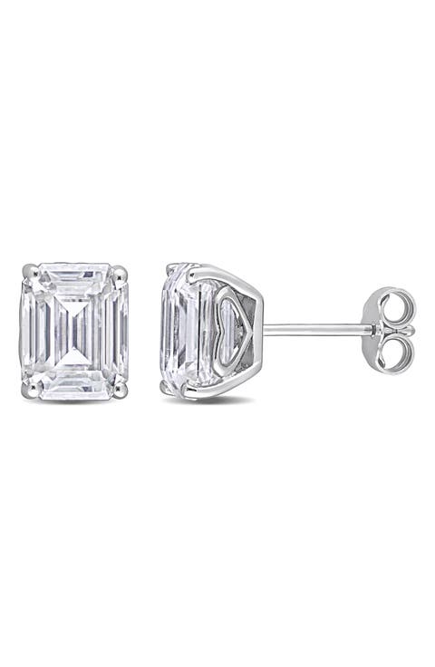Dew Emerald Cut Lab Created Moissanite Stud Earrings