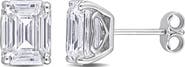 DELMAR Dew Emerald Cut Lab Created Moissanite Stud Earrings