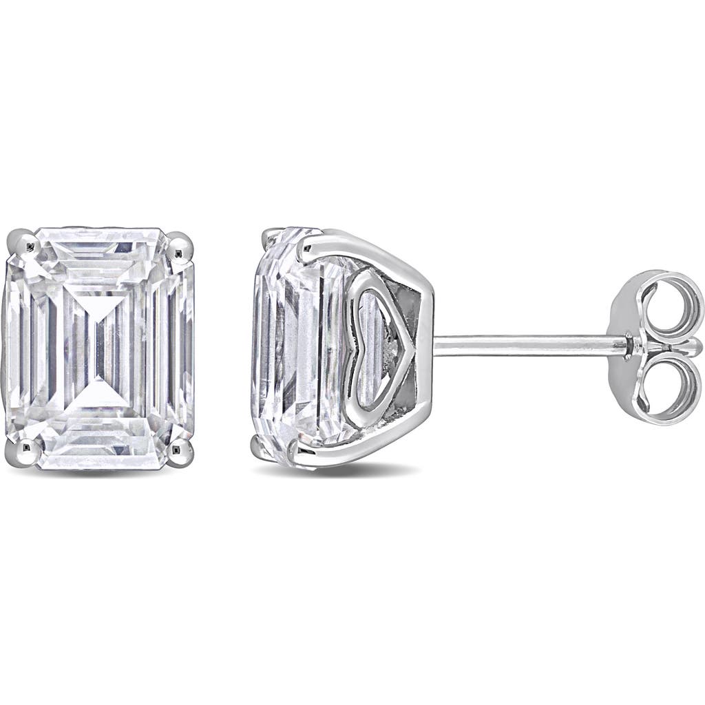 Delmar Dew Emerald Cut Lab Created Moissanite Stud Earrings