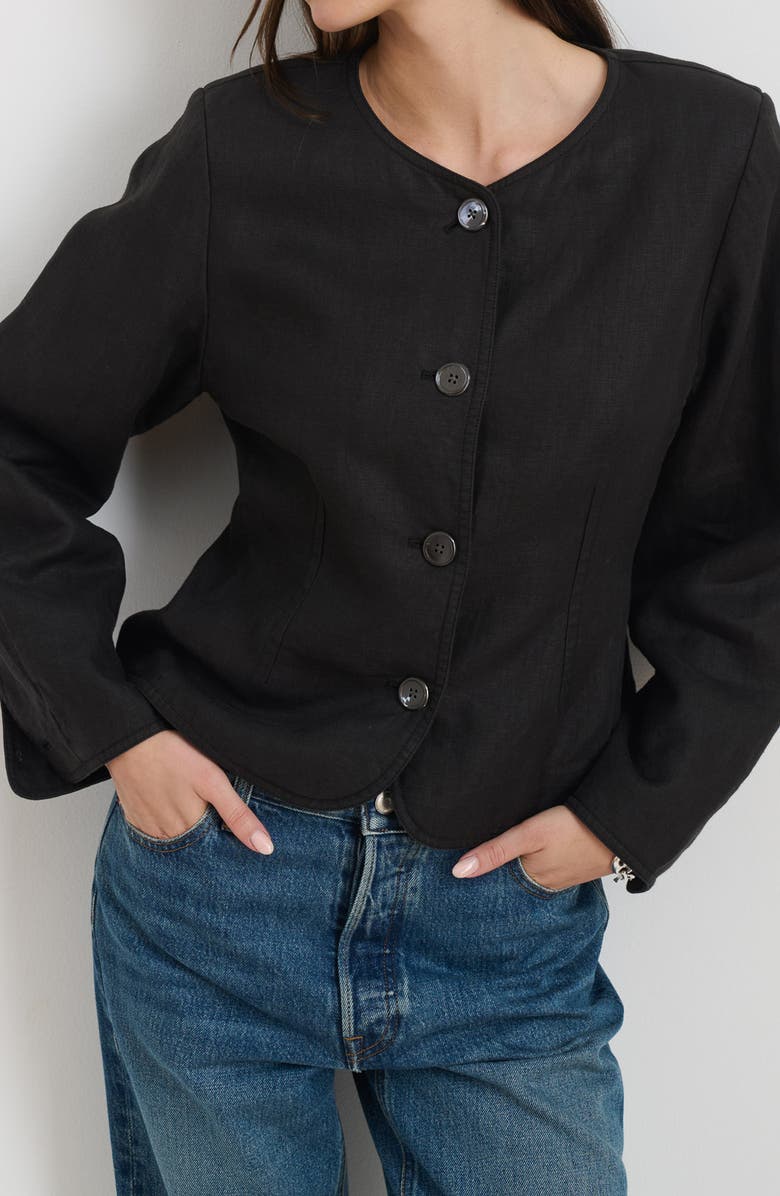 Alex Mill Luna Collarless Linen Jacket, Alternate, color,